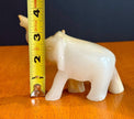 Vintage Hand-Carved Banded White Onyx Elephant Figurine Trunk Up Luck Stone
