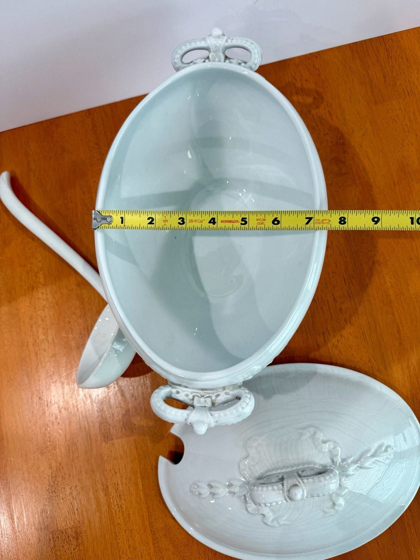 Vintage J. & G. Meakin Ironstone White Soup Tureen with Lid and Ladle