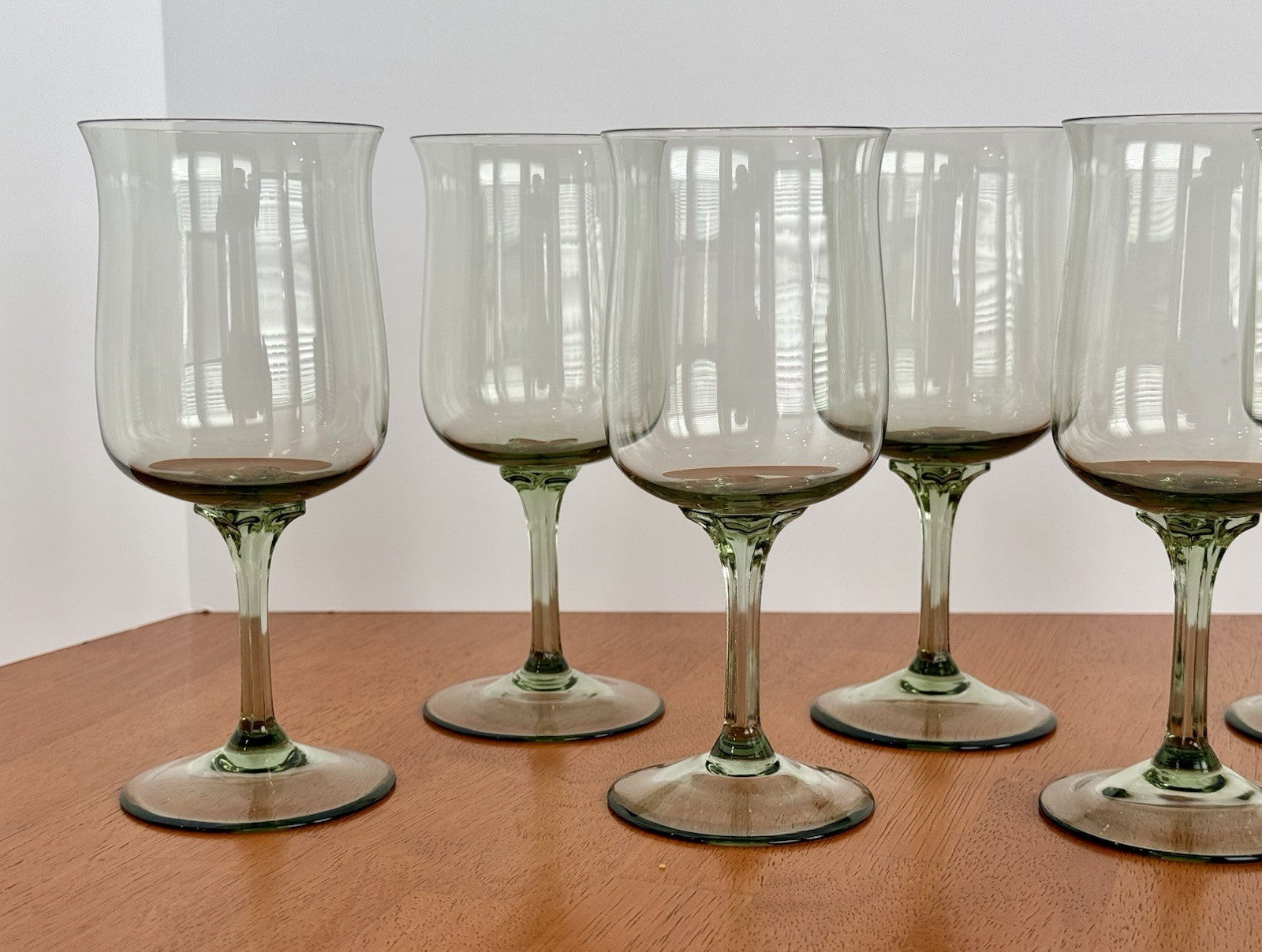 Vintage Set Of 8 Lenox Green Mist Water Goblets Expression Line Smoky Green Sage
