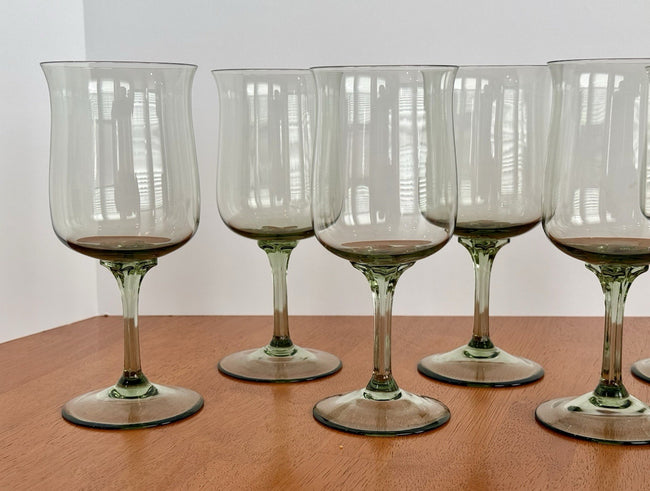 Vintage Set Of 8 Lenox Green Mist Water Goblets Expression Line Smoky Green Sage