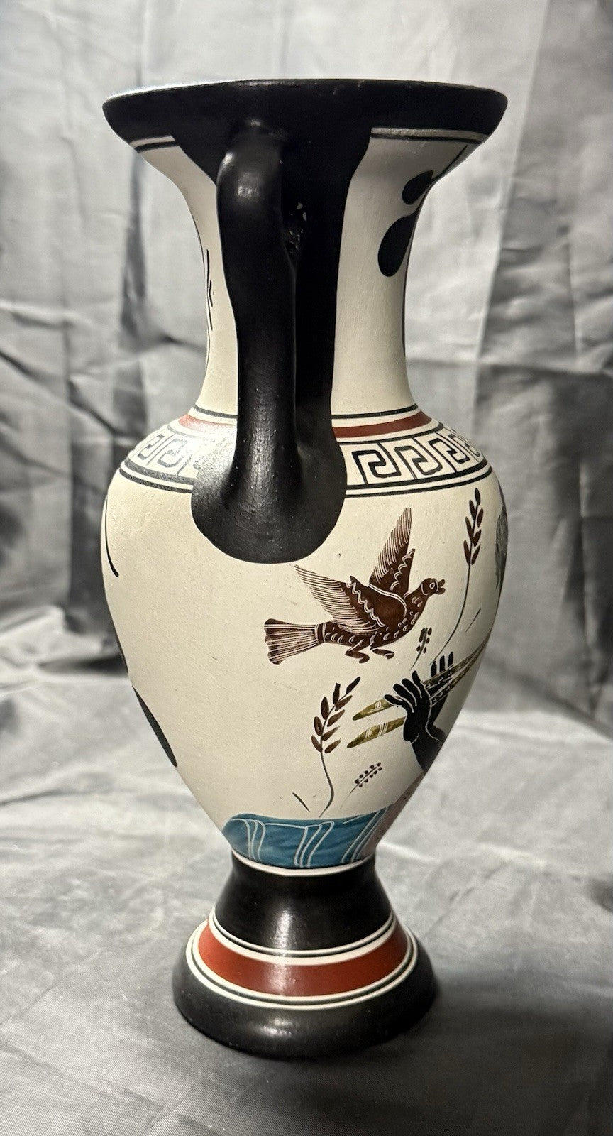 Vintage Amphora Made in Greece Hand Painted Art Pottery Greek Replica Urn Vase