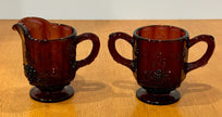 Vintage Westmoreland Amethyst Glass Purple Creamer & Sugar Set Grape & Vine