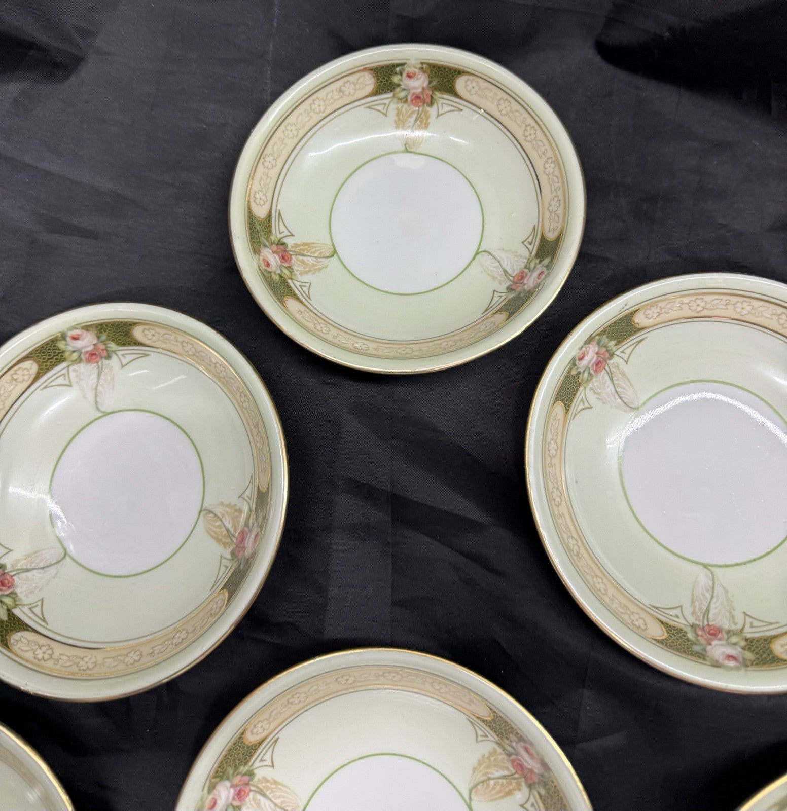 Antique Lot Of 6 Reinhold Schlegelmilch RS Germany Roses And Gold Dessert Bowls