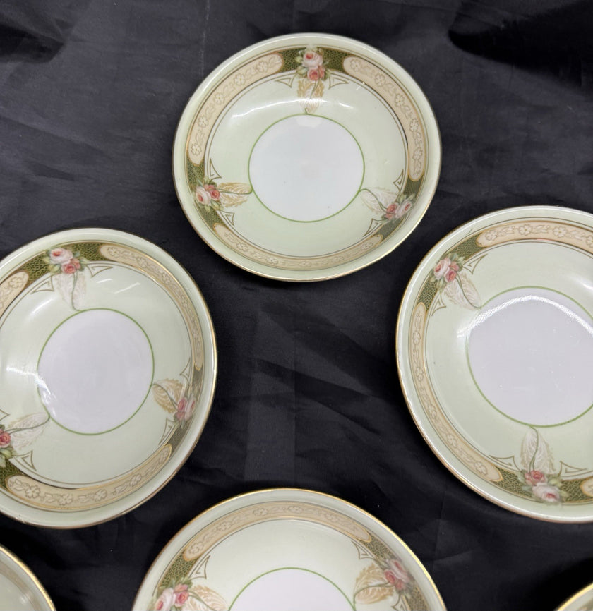 Antique Lot Of 6 Reinhold Schlegelmilch RS Germany Roses And Gold Dessert Bowls