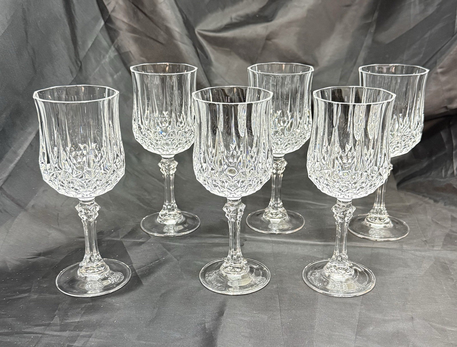 Vintage Set Of 6 Cristal D'Arques Durand Longchamp Crystal Wine Glasses 6.5