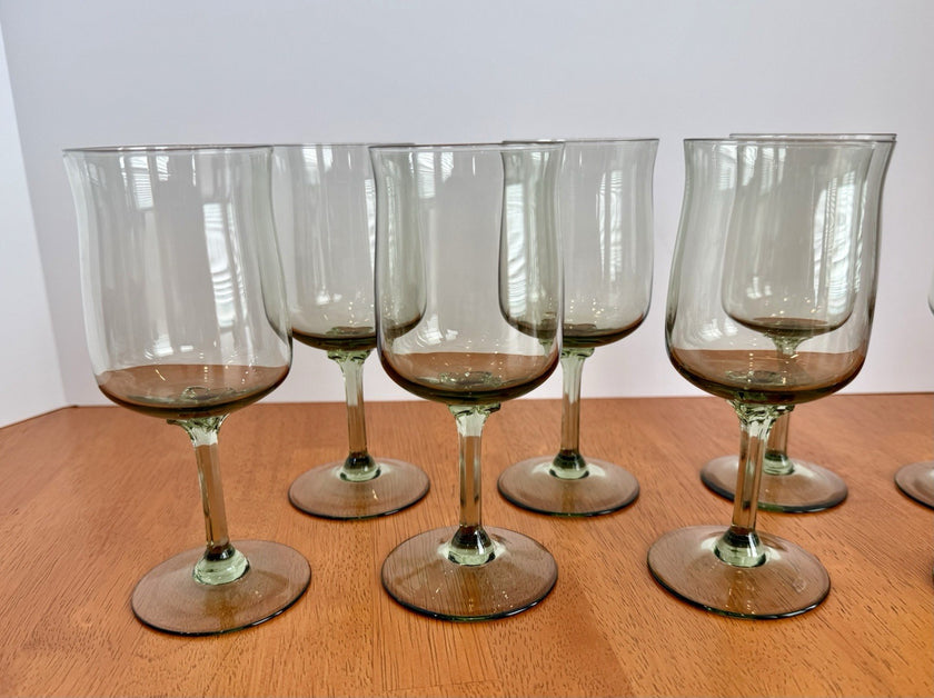 Vintage Set Of 8 Lenox Green Mist Wine Goblets Expression Line Smoky Green Sage