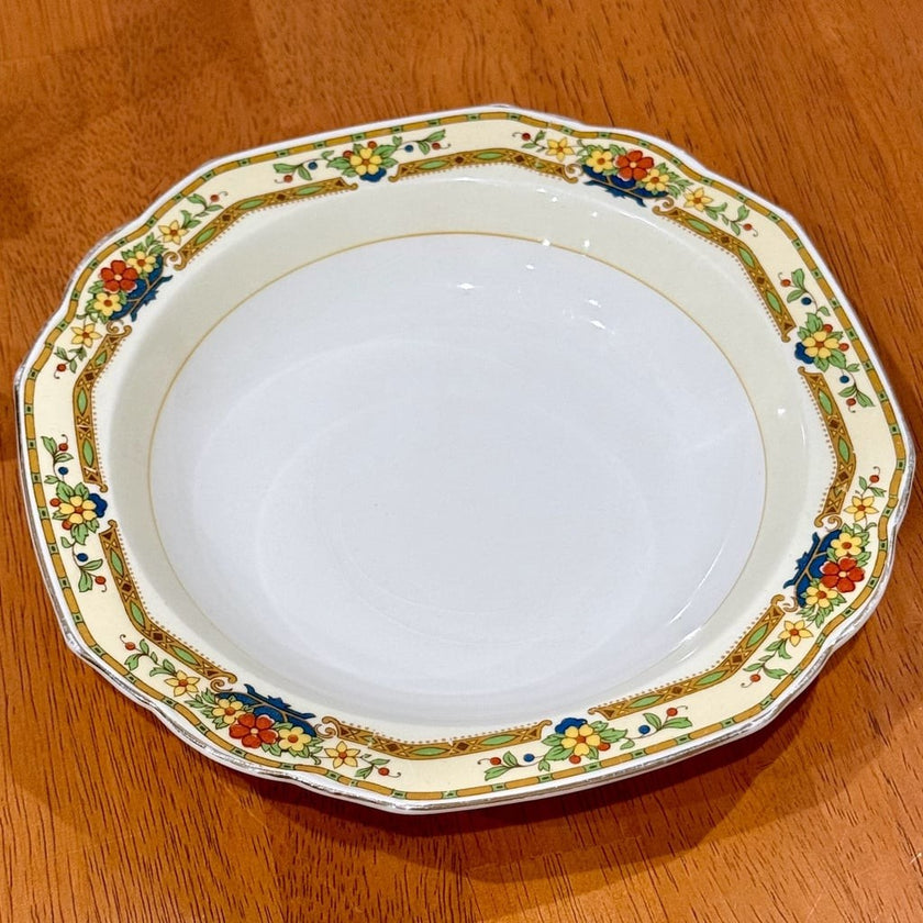 Vintage W.H. Grindley & Co. Ivory England Floral Scalloped Rim Bowl 8”