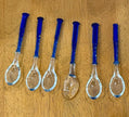Vintage Hand Blown Art Glass Spoons Cobalt Blue Twisted Handles Set of 12