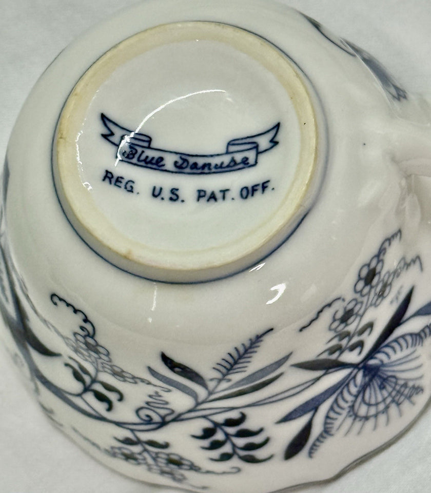 Vintage Blue Danube Tea Cup Translucent Porcelain Blue Onion Pattern Japan 1950s