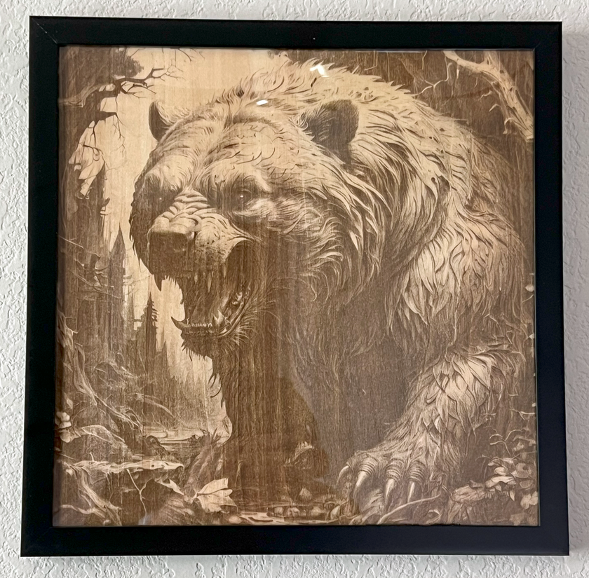 Growling Grizzly Bear 3D Laser Engraved Portrait  11