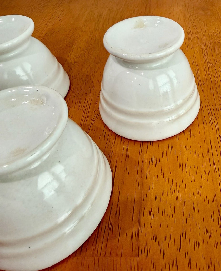 Set of 4 Vintage White Ceramic Restaurant-Ware Footed Egg Cups 3x2.5”