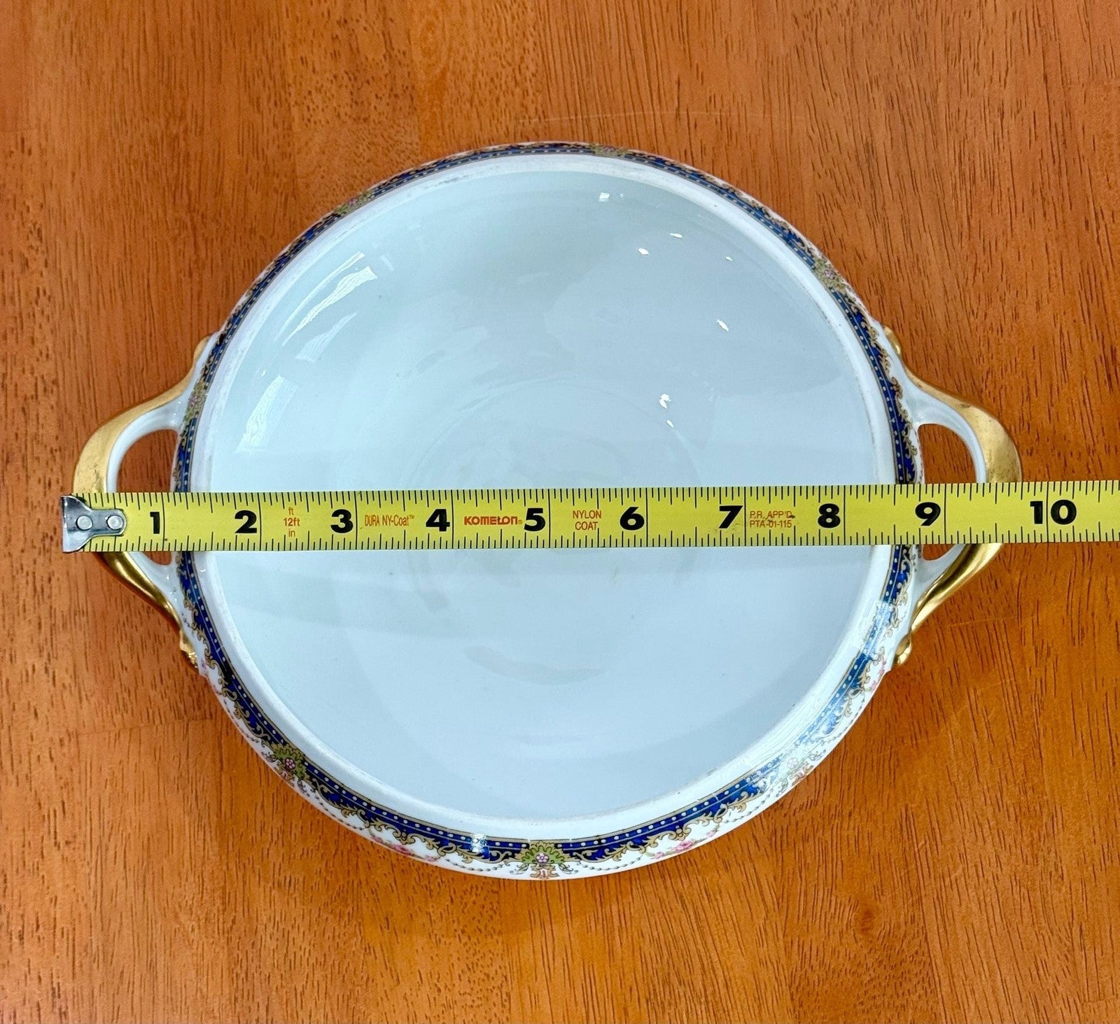 Vintage Limoges France Porcelain Covered Vegetable Serving Dish with Gold Trim