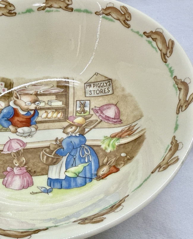 Vintage Royal Doulton Bunnykins Mr. Piggly's Store Bowl Made in England 1930s