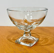 Vintage Clear Glass Pedestal Compote Bowl Square Base 5” Candy Dish Fancy