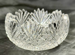 American Brilliant Period Cut Glass Finger Bowl Strawberry & Fans Pattern Rare!