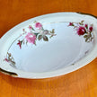 Vintage Moss Rose Fine China Oval Serving Veggie Bowl Made in Japan