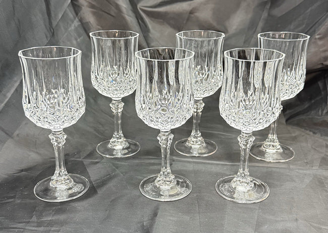 Vintage Set Of 6 Cristal D'Arques Durand Longchamp Crystal Wine Glasses 6.5