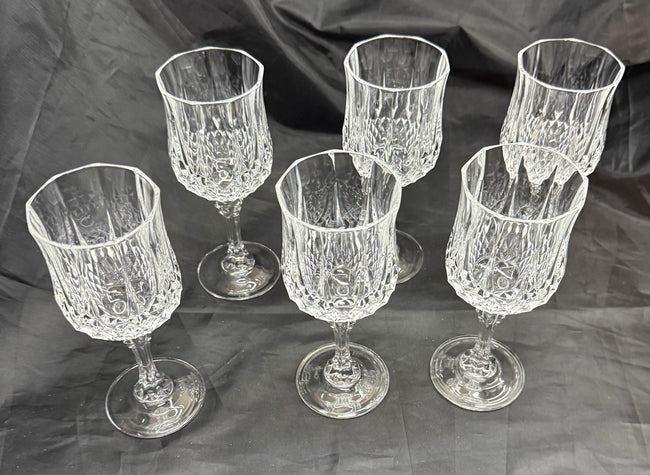 Vintage Set Of 6 Cristal D'Arques Durand Longchamp Crystal Wine Glasses 6.5