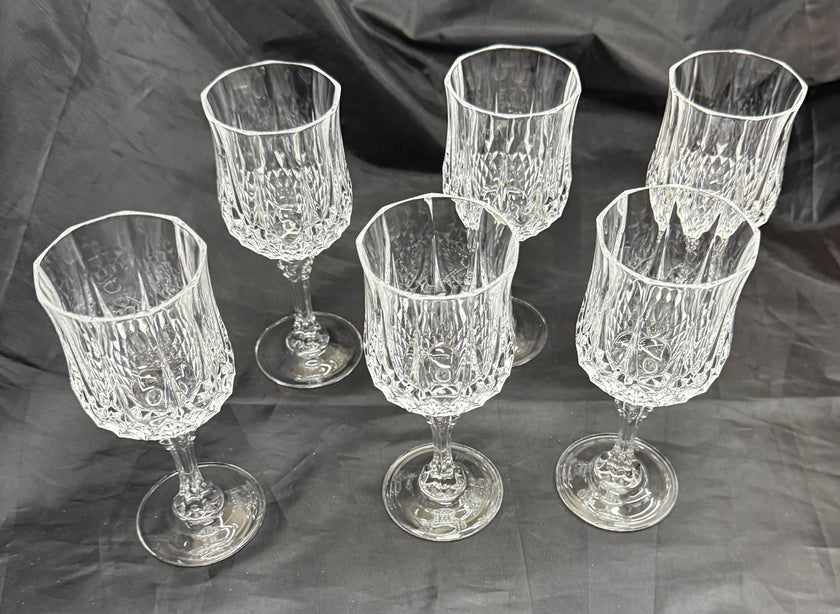 Vintage Set Of 6 Cristal D'Arques Durand Longchamp Crystal Wine Glasses 6.5