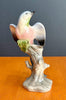 Vintage Ceramic Budgerigar Bird on Tree Stump Figurine Bud Vase