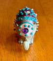 Vintage Monet Enameled Bejeweled Elephant Trinket Jewelry Box