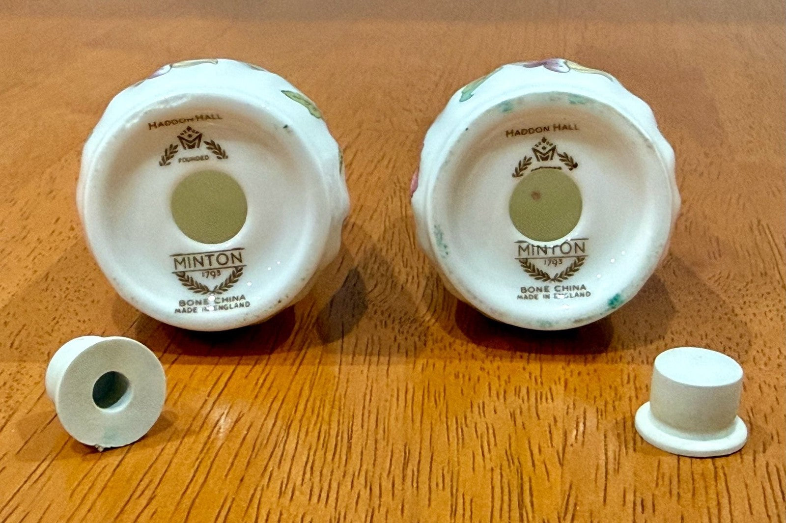 Vintage Minton Haddon Hall Bone China Salt and Pepper Shaker Set Floral