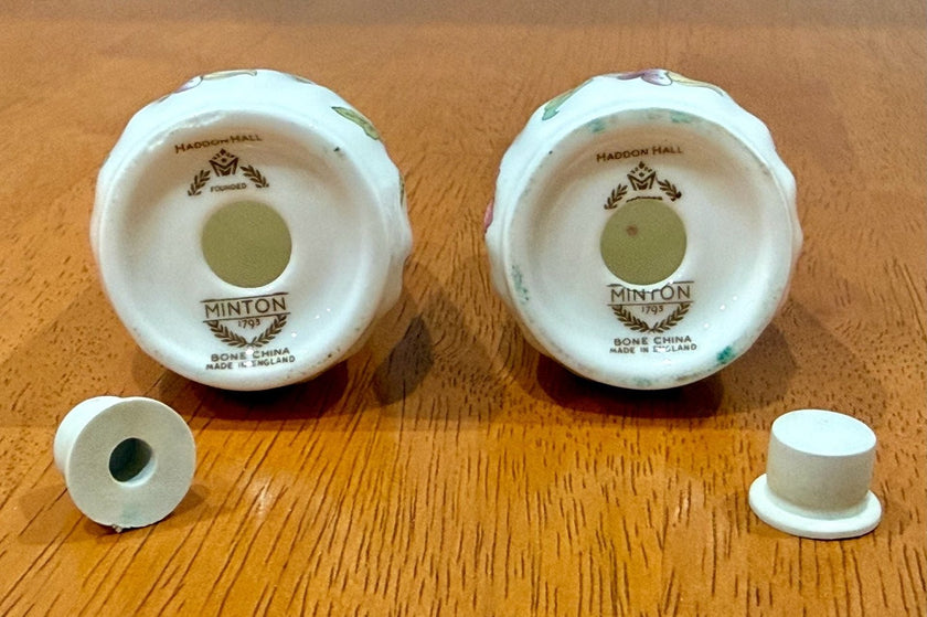 Vintage Minton Haddon Hall Bone China Salt and Pepper Shaker Set Floral