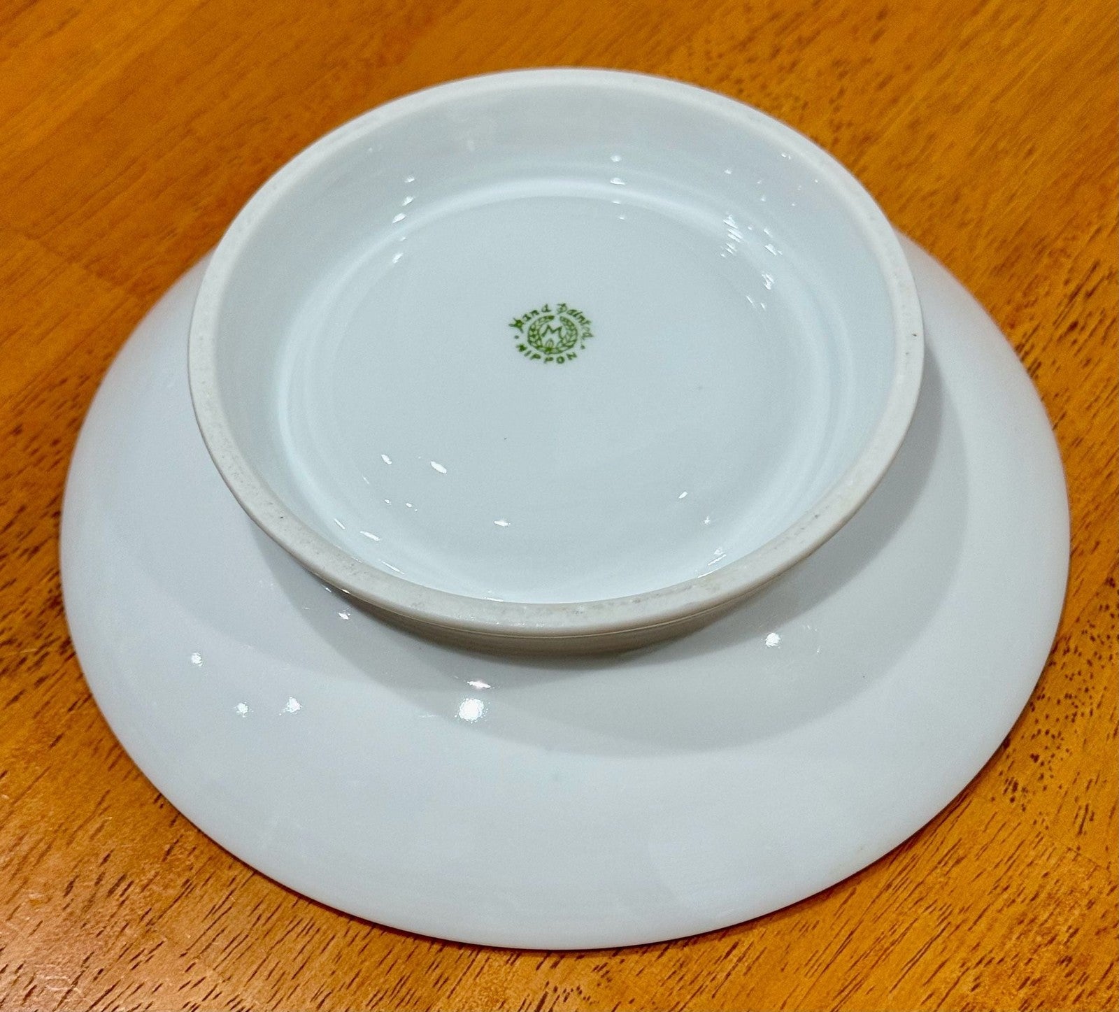 Vintage Hand-Painted Nippon Footed Saucer/Bowl with Pink Roses Gold Trim