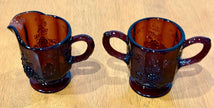 Vintage Westmoreland Amethyst Glass Purple Creamer & Sugar Set Grape & Vine