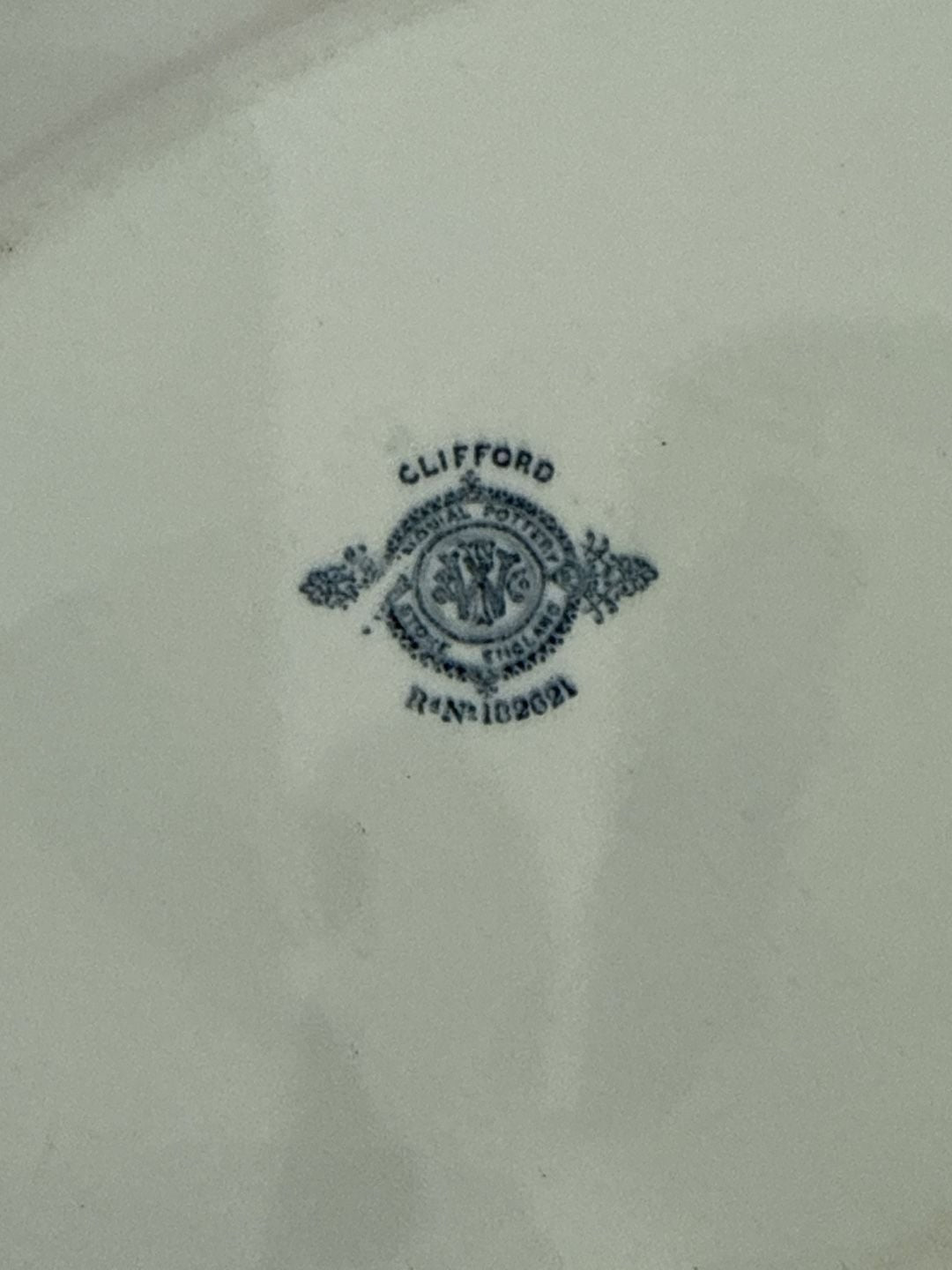 Antique Clifford Transferware Pottery England Blue & White Serving Platter