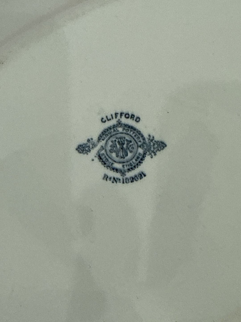 Antique Clifford Transferware Pottery England Blue & White Serving Platter