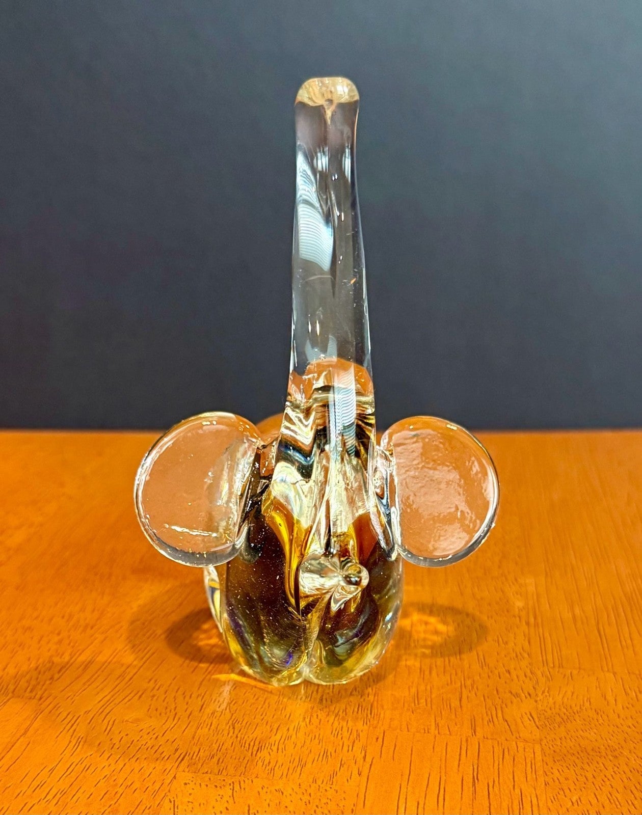 Vintage Murano Hand-Blown Art Glass Elephant Figurine Trunk Up Good Luck