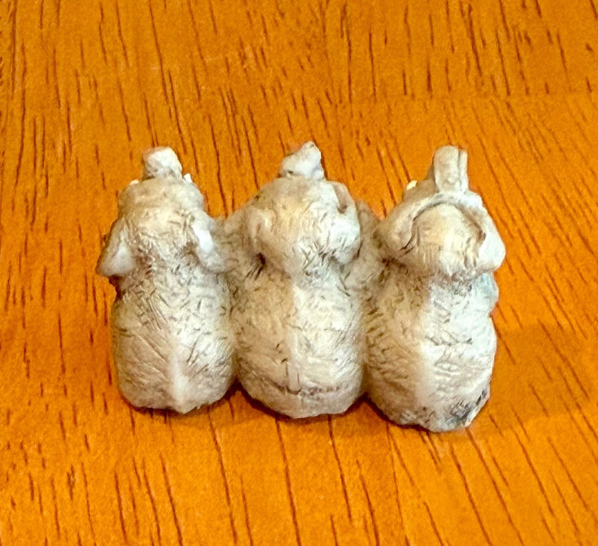 Stone Critters Vintage Three Wise Elephants Figurine Hear See Speak No Evil SC-423