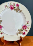 Vintage Moss Rose Fine China Luncheon Dinner Plate Made Japan Gold Rim