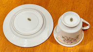 Vintage China Pearl Gigi Pattern Footed Tea Cup and Saucer Set