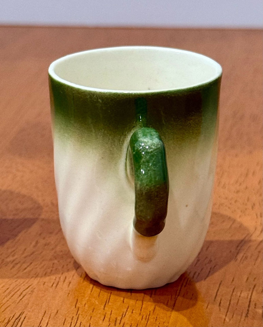 Vintage Set of 3 Green Ombre Swirl Ceramic Espresso Cups Mug Mini Teacups