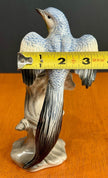 Vintage Ceramic Budgerigar Bird on Tree Stump Figurine Bud Vase