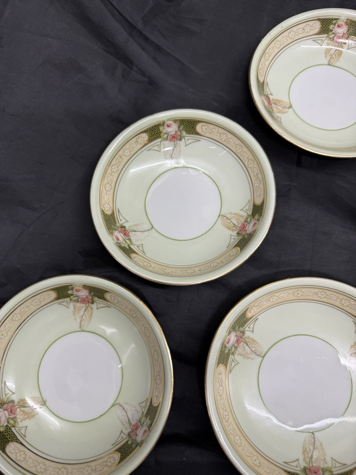 Antique Lot Of 6 Reinhold Schlegelmilch RS Germany Roses And Gold Dessert Bowls