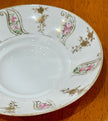 Vintage Hand-Painted Nippon Footed Saucer/Bowl with Pink Roses Gold Trim