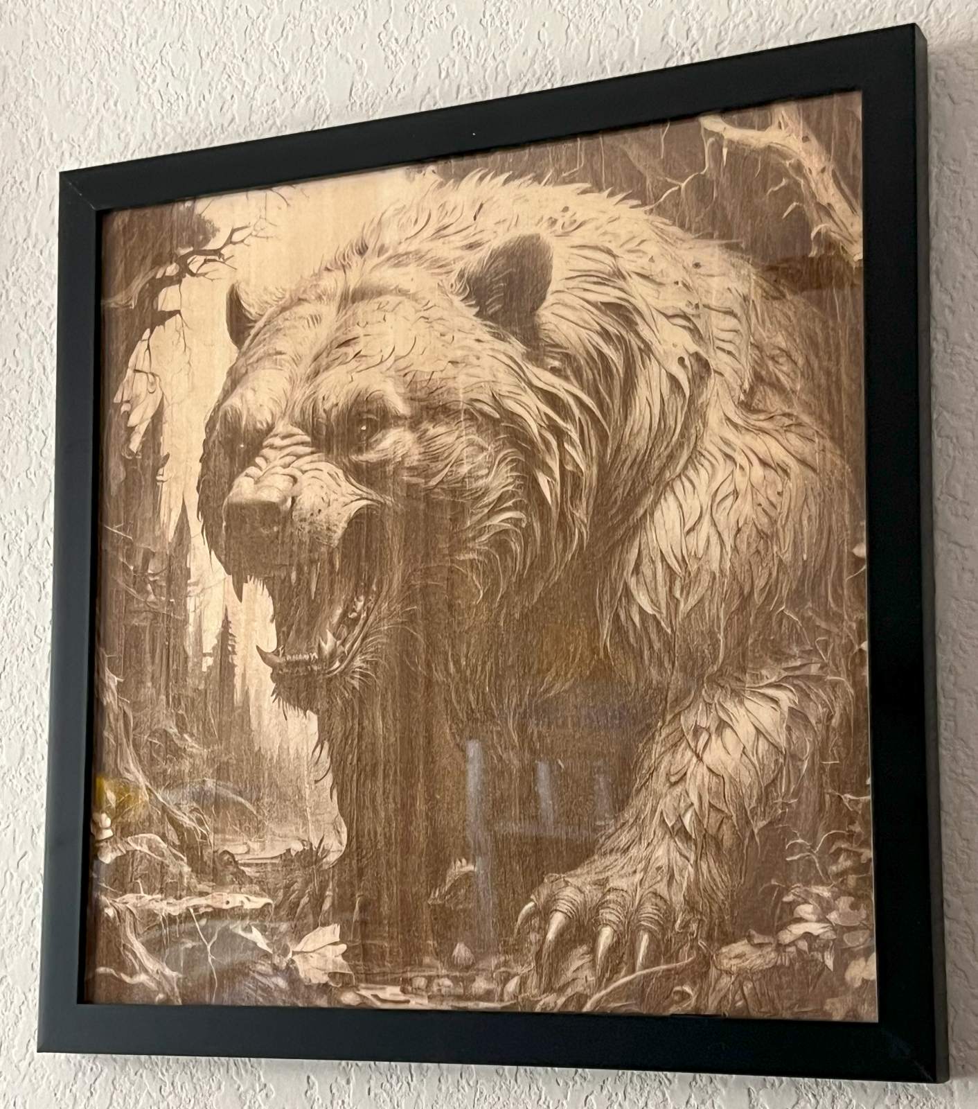 Growling Grizzly Bear 3D Laser Engraved Portrait  11
