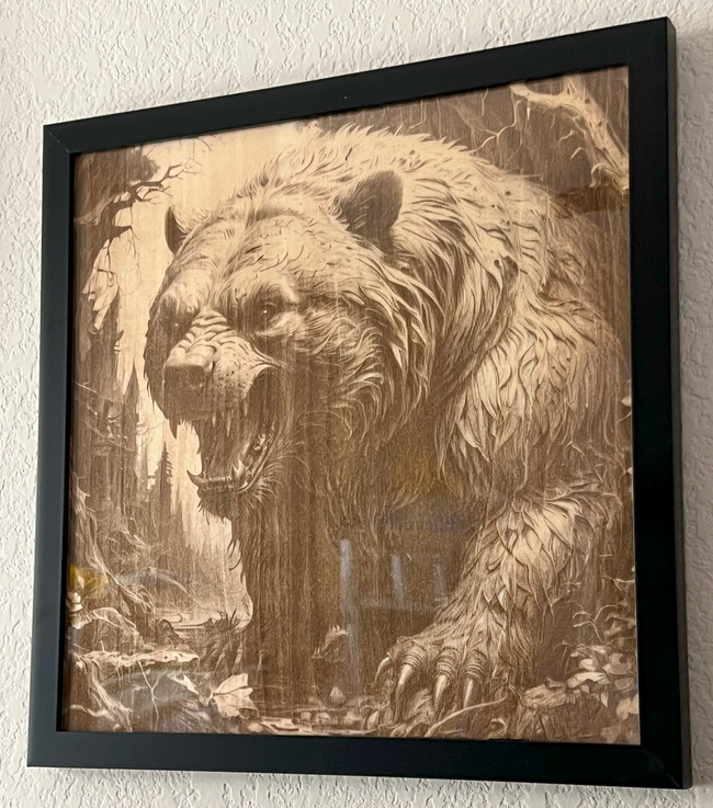 Growling Grizzly Bear 3D Laser Engraved Portrait  11