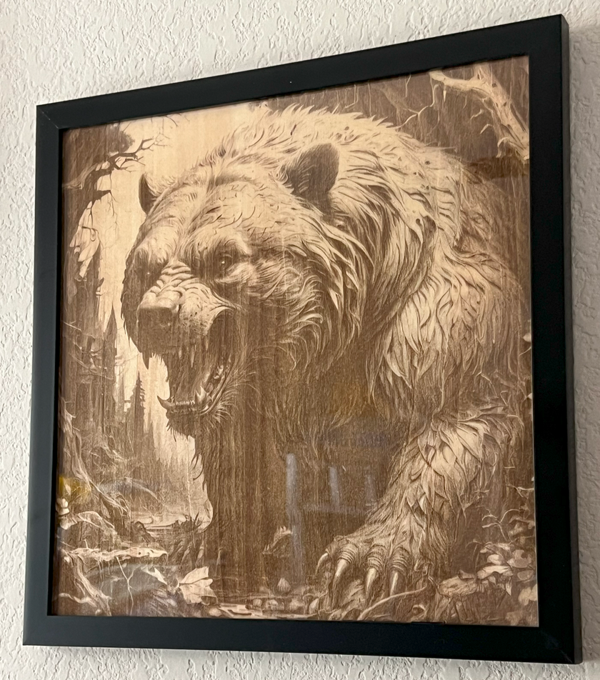 Growling Grizzly Bear 3D Laser Engraved Portrait  11