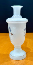 Vintage Victorian Bristol White Opaline Hand-Painted Floral Glass Vase