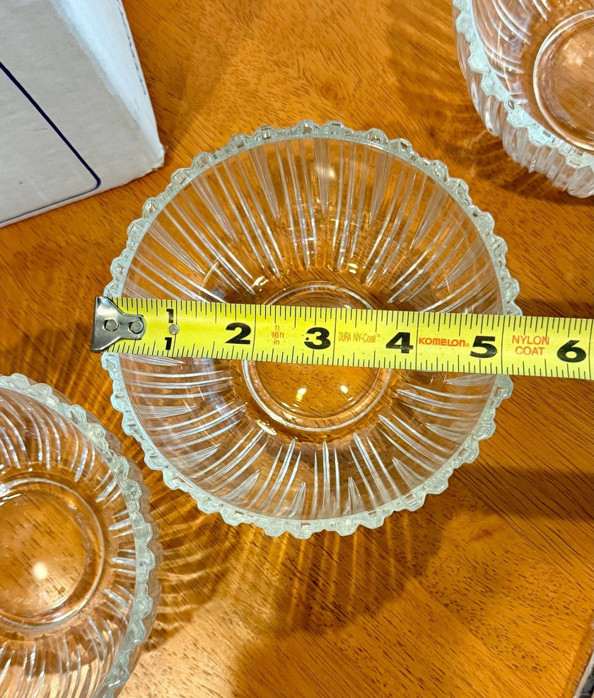Vintage Godinger Silver 7 Piece Crystal and Silverplate Salad Bowl Set 900/4