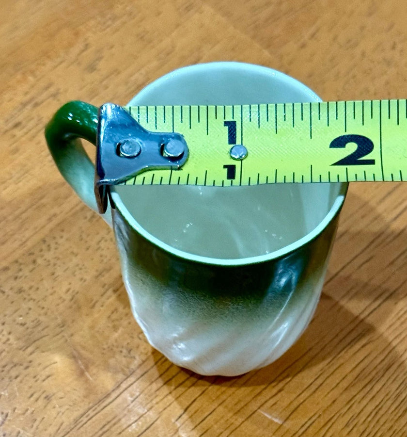 Vintage Set of 3 Green Ombre Swirl Ceramic Espresso Cups Mug Mini Teacups