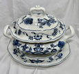 Vintage Blue Danube Oval Soup Tureen with Lid & Underplate Blue Onion Pattern