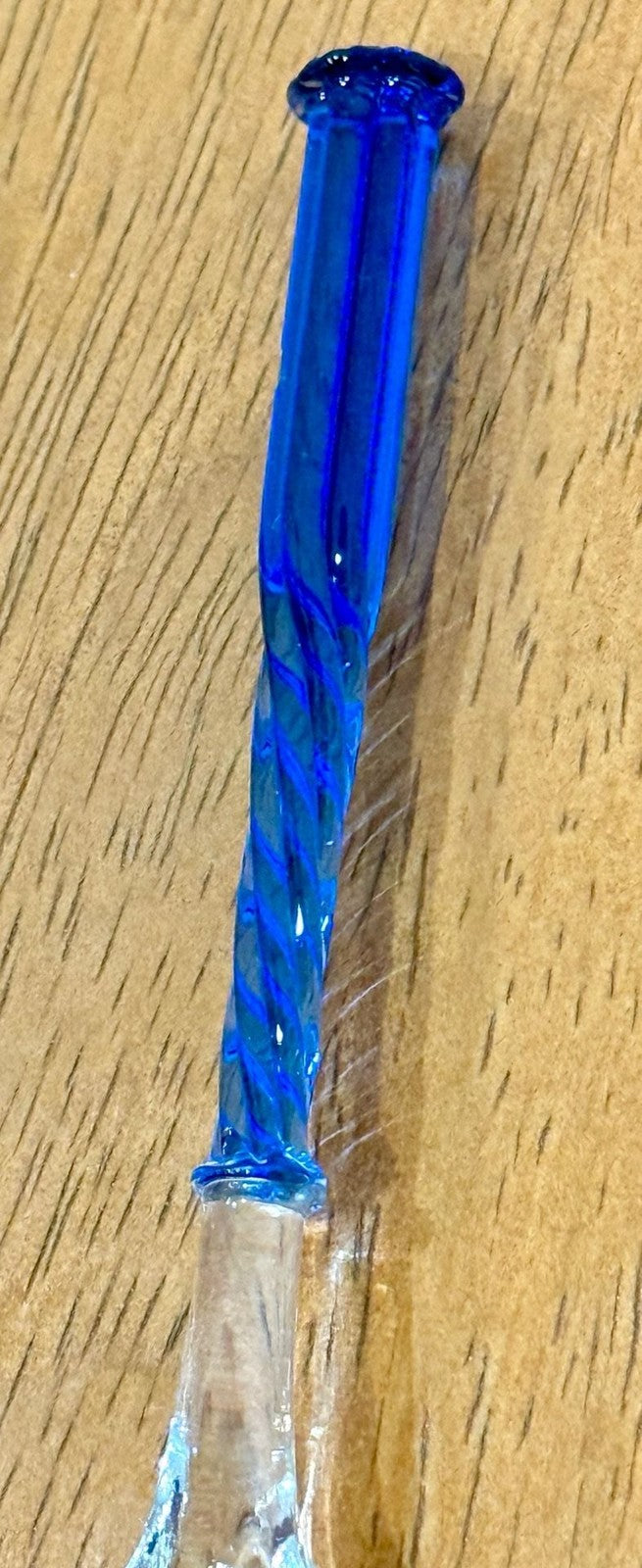 Vintage Hand Blown Art Glass Spoons Cobalt Blue Twisted Handles Set of 12