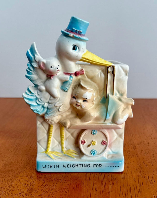 Vintage Rubens Originals Stork and Baby Planter Worth Weighting For E59M