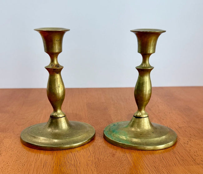 Vintage Solid Brass Candlestick Holders Set of 2