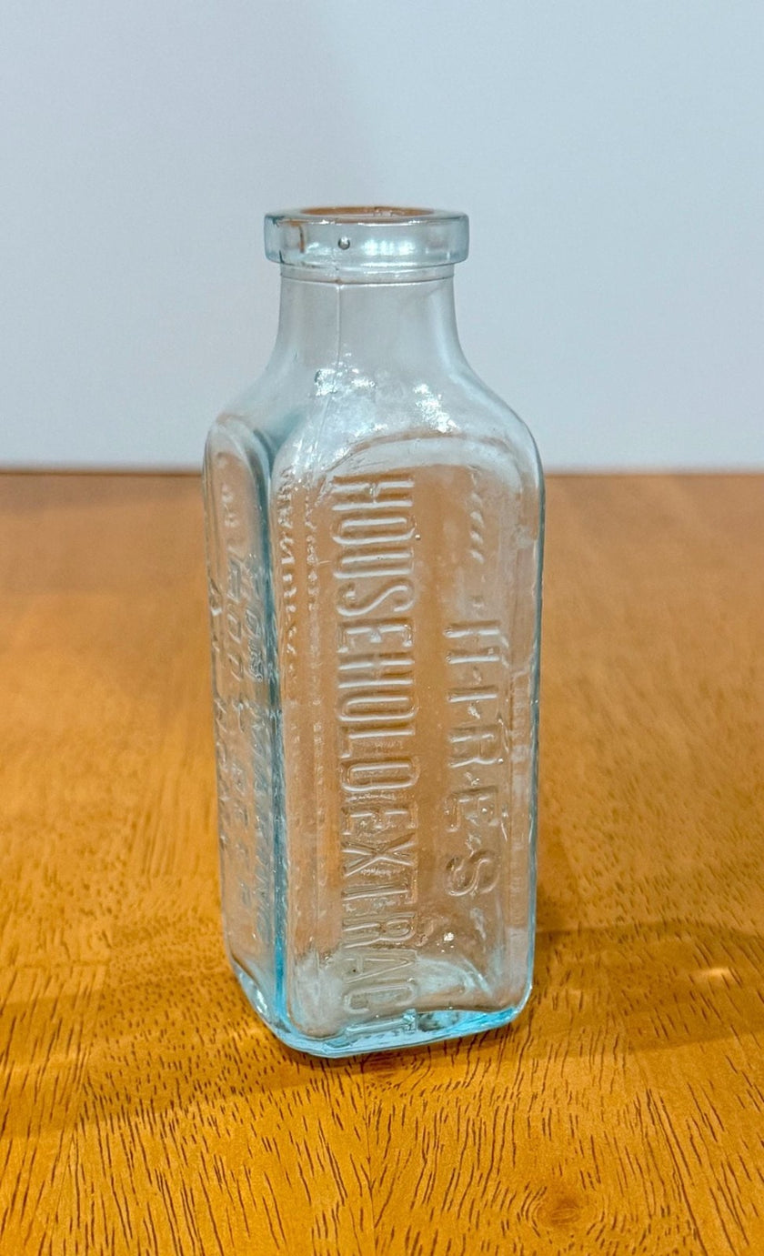 Antique Hires Household Extract Root Beer Glass Bottle Aqua